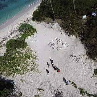 Aerial view of a Mamanuca sandbar and white sand beach